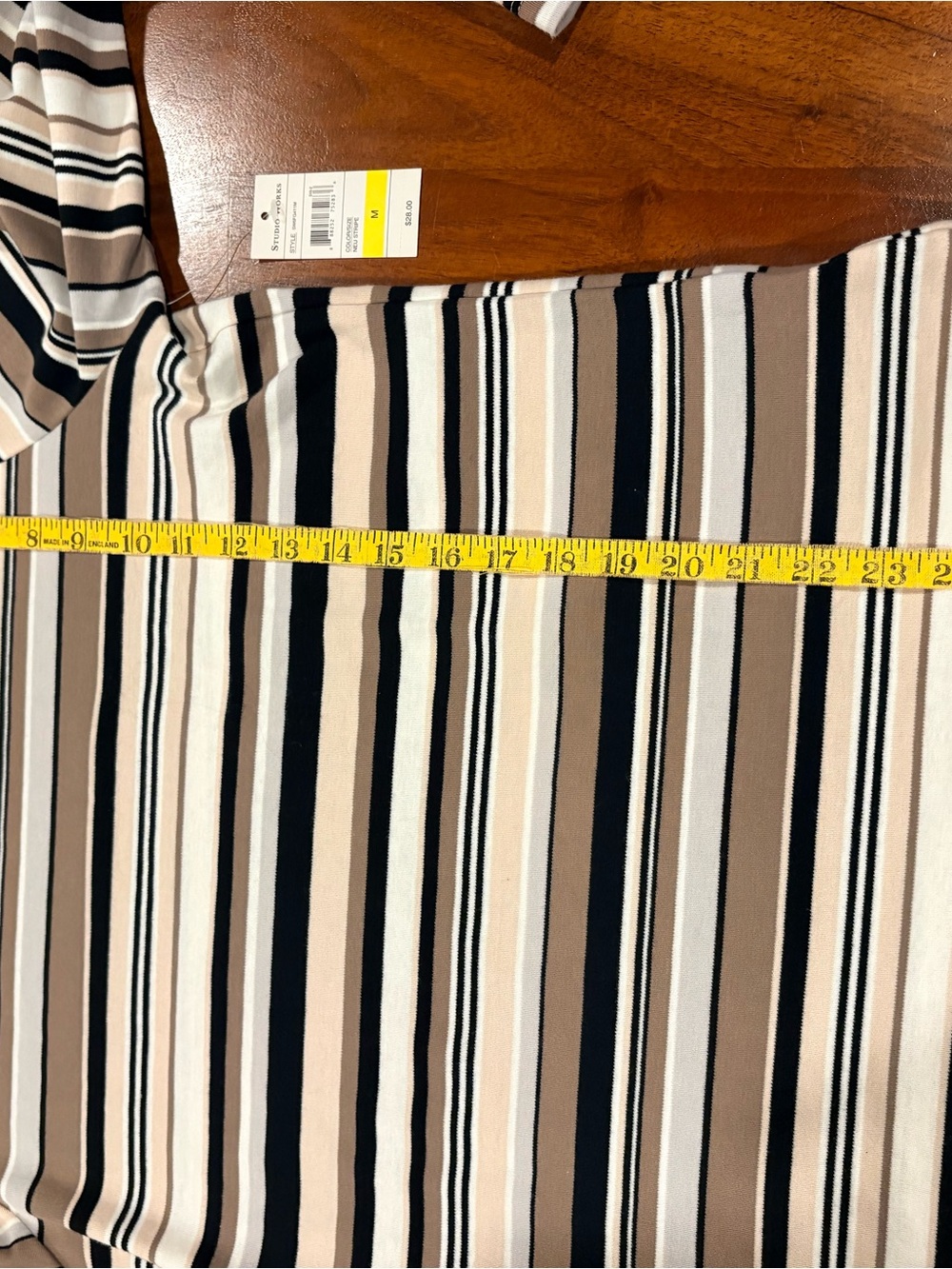Studio Works Striped Long-Sleeve Crewneck Top in Beige, Black, and Cream, size M - Picture 5 of 5